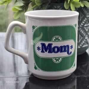 Vintage Mom Green White Coffee Mug Cup Tams Made In England Mother's Day Gift